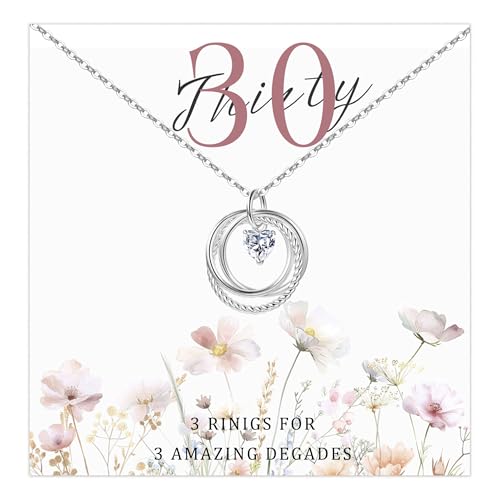 MUCCA 30 Geschenke für Frauen Herz Halskette Damen Personalisierte Geburtstagsgeschenk für Frauen Mutter Tochter Schwester von MUCCA