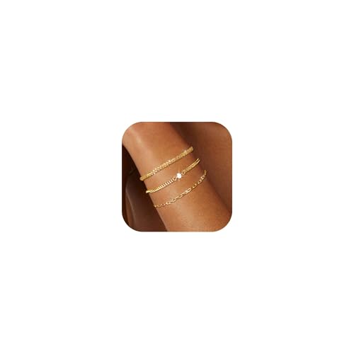 MUCCA 3Pcs Armband Damen Elegantes Stapelbare Armband Damen Gold Verstellb Arearmreif Gold Mehrlagige Goldschmuck Damen Armbänder Set Geburtstagsgeschenke für Damen von MUCCA