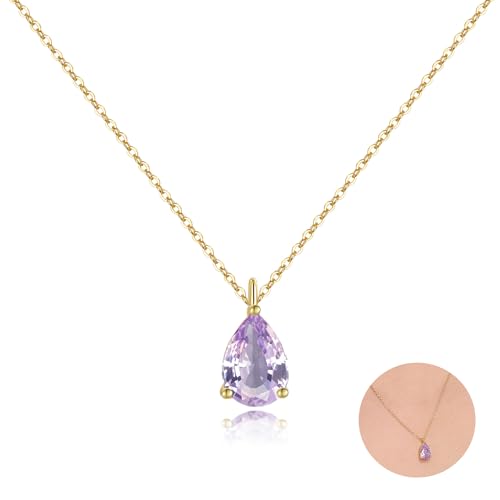 MUCCA Kette Damen 14K Vergoldete Geschichtet Halskette Damen Goldkette Damen mit Geburtsstein Anhänger Kristall Kette Gold für Frauen Mädchen Geburtstag Geschenk von MUCCA