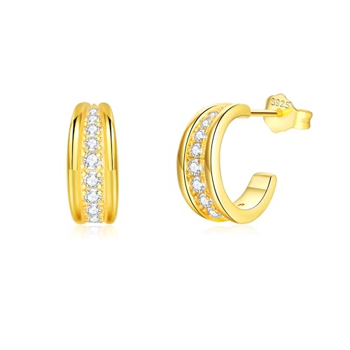 MUCCA Ohrringe Silber 925 für Damen Hängend Doppel Creolen Silber 925 Stern Herzform Quadratisch Creolen Silber Schmetterling Hängend Damenohrringe Hypoallergen Bunte Zirkonia Klein Ohrring von MUCCA