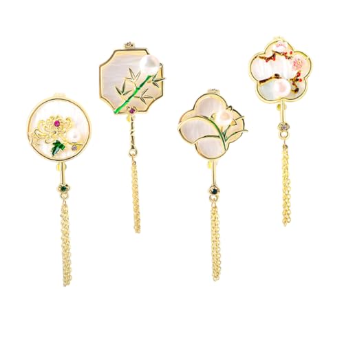 MUCKLILY 4stücke Teilige Vintage Perlenbrosche Mit Quasten Für Damen Metallnadel Zum Anstecken Für Kleider Anzüge Röcke Und Mäntel Passend Für Hochzeit Jahrestag Und Andere Anlässe von MUCKLILY