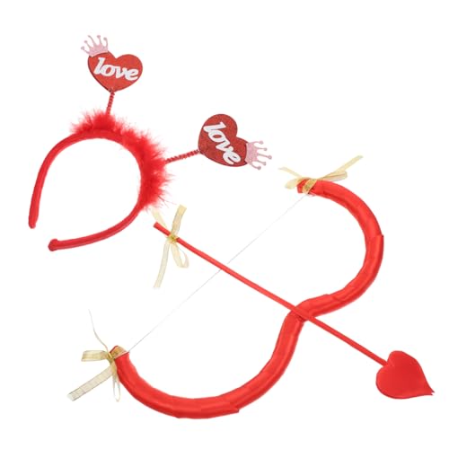 MUCKLILY 1 Set Und Bogen Stirnband Set Bogen Kostüm Valentinstag Cosplay Niedliches Stirnband Stirnbänder Bogen Requisiten Nylon Rot MUCKLILY 1 Set Und Bogen Stirnband Set Bogen Kostüm Valentinstag Cosplay Niedliches Stirnband Stirnbänder Bogen Requisiten Nylon Rot von MUCKLILY