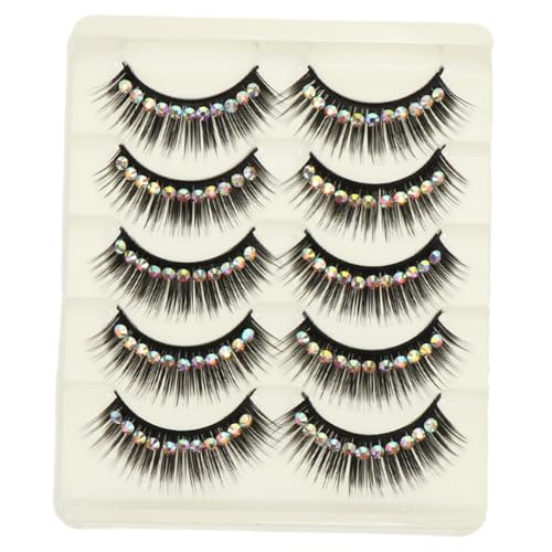 MUCKLILY 10 Paare Glänzende Dramatische Falsche Wimpern mit Strasssteinen Lange Dichte Künstliche Wimpern für Frauen und Mädchen Realistische Eyelashes für Cosplay und Party von MUCKLILY