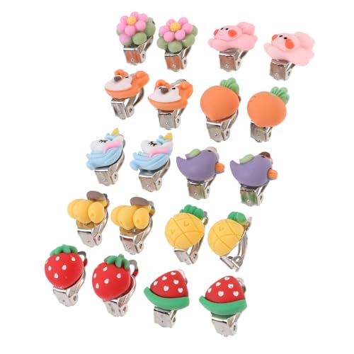 MUCKLILY 10 Paare Ohrclips Blumen und Früchte Motiv Leichte Ohrschmuck Ohrloch Painless Ear Jewelry Für Mädchen Party von MUCKLILY