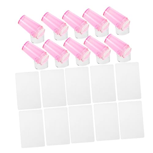 MUCKLILY 10 Sätze Teiliges Nail Art Stamper Transparente Silikon Stempel mit Schabern für Diy Nagelkunst Maniküre und Salonverwendung Staubschutzkappe von MUCKLILY