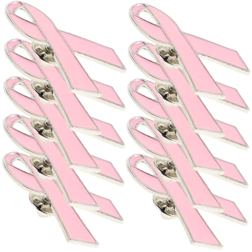 MUCKLILY 10 Stück Brustkrebs bewusstseinsbroschen Rosa Schleifen Anstecknadeln aus Legierter Metalllegierung Langlebig und Farbbeständig Vielseitig als Anstecker für Kleidung Hut Revers von MUCKLILY