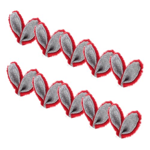 MUCKLILY 10 Stück Haarschmuck Zu Ostern Zubehör Für Haarspangen Selber Machen Ohr Haarspangen Hasenohren Haarspange Hasenohren Masse Tierische Ohren Mädchen Haarzubehör Rot Stoff von MUCKLILY