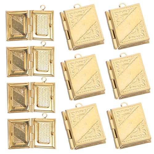 MUCKLILY 10 Stück Rechteckige Kupfer Buchanhänger Langlebige Schmuck Charms zum Basteln Vielseitige Foto und Medaillon Anhänger für DIY Armbänder Halsketten Schlüsselanhänger von MUCKLILY