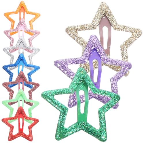 MUCKLILY 10 Stück Teiliges Bunte Stern Haarspangen für Kleine Mädchen Metallische Haarklammern Einfache Anwendung Vielseitig für Alltag Party Hochzeit Modischer Haarschmuck für Junge von MUCKLILY
