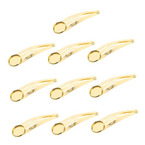 MUCKLILY 10 Stück Teiliges Eisen Snap Haarclips für DIY Haarspangen Basteln Handgefertigte Haarschmuck Basis Goldfarbene Haarklammern für Frauen und Mädchen Einfache Befestigung für von MUCKLILY