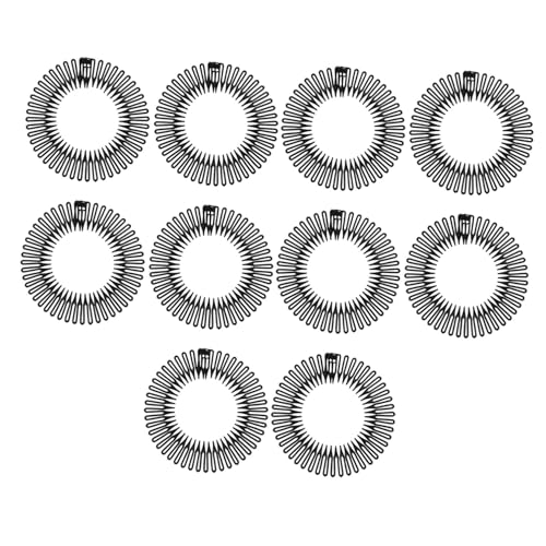MUCKLILY 10 Stück Teiliges Flexible Vollrunde Stretch Haarkämme aus Kunststoff Elastisches Stirnband mit Zähnen für Damen und Mädchen Praktisch für Sport Make up und Alltag von MUCKLILY