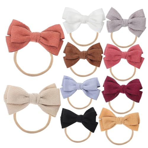 MUCKLILY 10 Stück Teiliges Haarband aus Weichem Nylon mit Elastischem Stirnband und Niedlichen Schleifen in Farben für Neugeborene und Mädchen Komfortabel und Modisch Geschenk für Junge von MUCKLILY