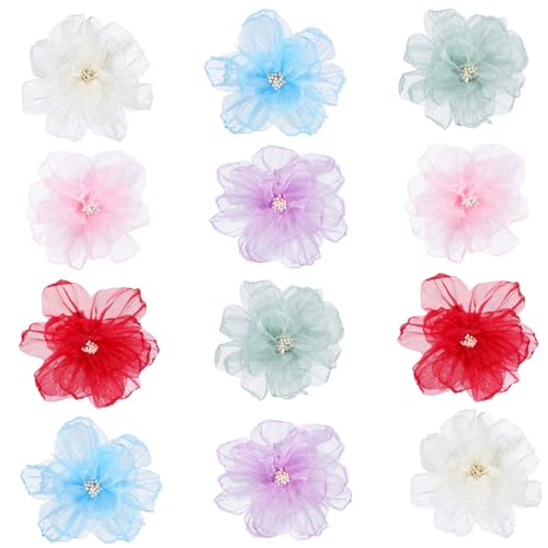 MUCKLILY 10 Stück Teiliges Niedliche Blumen Haarklammern Leichte Netzblumen Haarspangen in Farben Fester Sitz Vielseitig für Zöpfe Hochsteckfrisuren und Ponytails Boho Haarschmuck Damen von MUCKLILY