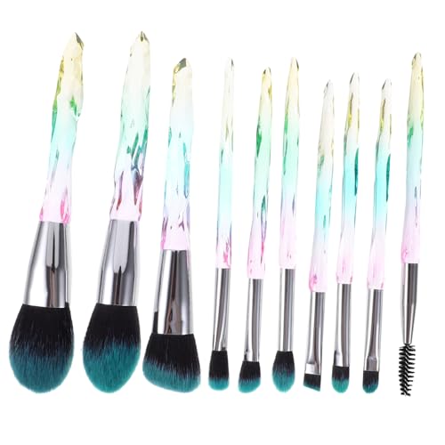 MUCKLILY 10 Stück Teiliges Schminkpinsel Set mit Transparentem Diamantgriff Weichen Dichten Fasern Langlebig und Leicht für Empfindliche Haut und Natürliches Makeup Perfektes für von MUCKLILY