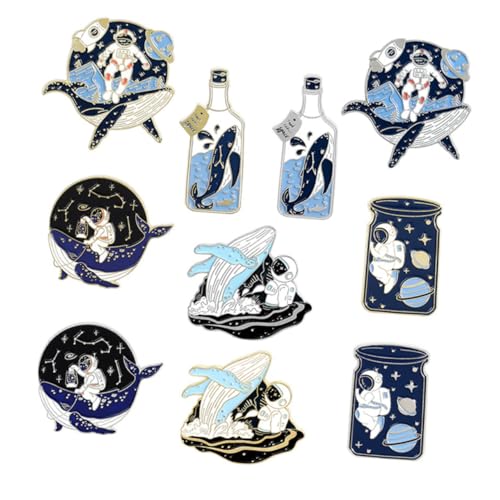 MUCKLILY 10 Stück Teiliges Set Kreative Legierungsbroschen mit Planeten Astronauten motiven Modische Anstecknadeln für Rucksäcke und Kleidung Dekorative Schmuckstücke für Party und Alltag von MUCKLILY