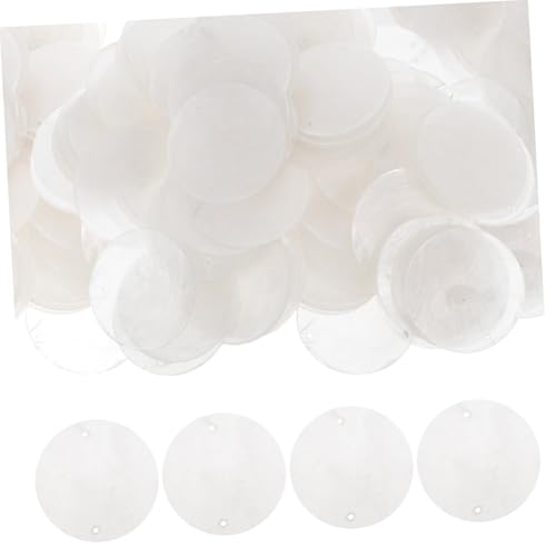 MUCKLILY 100 Stück Natürliche Runde Muschelscheiben mit Doppelbohrung DIY Anhänger Charms für Schmuckherstellung Windspiel Weihnachtsdeko und Bastelprojekte von MUCKLILY