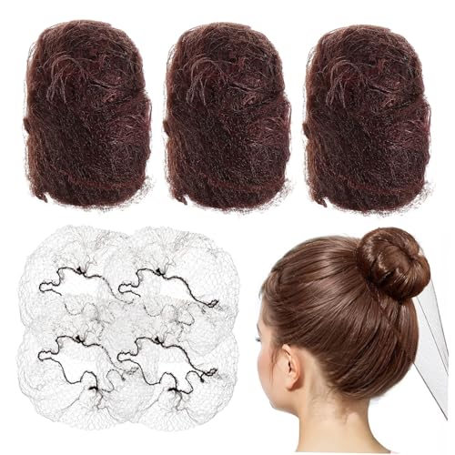 MUCKLILY 100 Stück Unsichtbares Elastisches Mesh Haarnetz Kaffee Farbig Atmungsaktives Bun Cover für Damen und Mädchen Leichtes Haarnetz für Ballett Hochsteckfrisuren und Berufliche von MUCKLILY