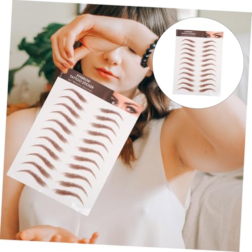 MUCKLILY 12 Blatt Wasserfeste Augenbrauen aufkleber Realistische Simulation Natürlicher Augenbrauen Schnelles Styling für Ungleichmäßige Brauen Make up Zubehör für Verschiedene Anlässe von MUCKLILY