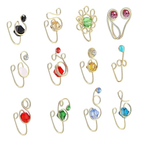 MUCKLILY 12 Stück Teiliges Afrikanische Fake Nose für Frauen Strassbesetzte nicht Durchbohrte Nasenringe aus Kupferdraht Langlebiger und Hautfreundlicher Schmuck für Alltag und Festtage von MUCKLILY