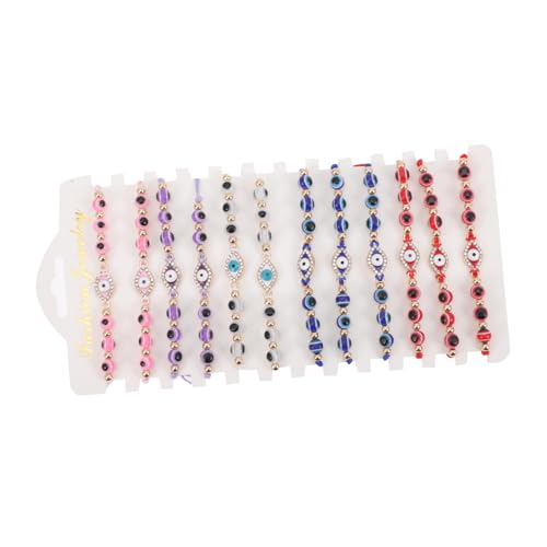 MUCKLILY 12 Stück Teiliges Geflochtene Damenarmbänder mit Bösem Auge Goldfarbene Perlenarmbänder Leichtes Hautfreundliches Schmuck Freundinnen Muttertag und Valentinstag von MUCKLILY