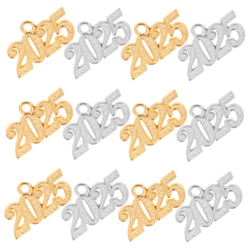 MUCKLILY 12 Stück Teiliges Jahreszahl Anhänger aus DIY Charms für Ketten und Armbänder Große Anhänger in Silber und Gold Langlebig und Farbecht für Schmuckherstellung von MUCKLILY