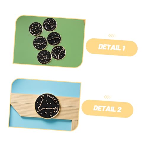 MUCKLILY 12 Stück Teiliges Sternzeichen Broschen Set für Damen Emaille Anstecknadeln aus Legierung Modische Zodiac Pins für Kleidung Rucksack und Accessoires Kreative Schwarze Runde von MUCKLILY