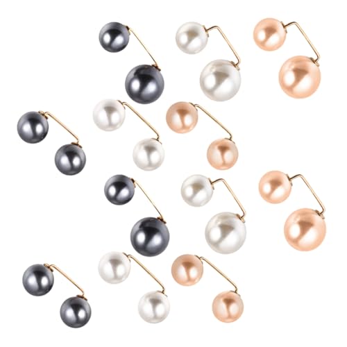 MUCKLILY 12stücke Perlen Brosche Damen Sicherheitsbrosche Rockknopf Broschennadel Perlennadel Sicherheitsnadel Für Kragen Kleid Strickjacke Schal Tuch Hut Handtasche von MUCKLILY
