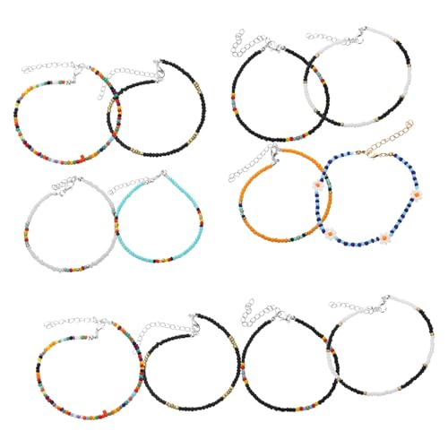 MUCKLILY 12Stücke Perlen Fußkettchen Teiliges für Damen Verstellbare Knöchelarmbänder für Strand Party Hochzeit Langlebig für Frauen von MUCKLILY