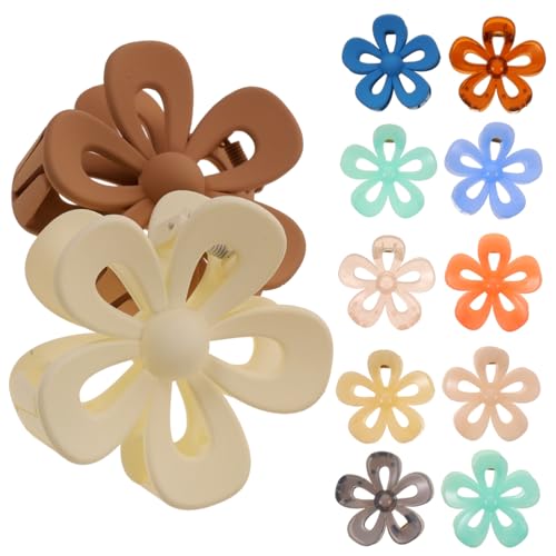 MUCKLILY 12stücke Blumen-haarklammern Für Frauen Rutschfeste Klammern Aus Große Blumenclips Für Langes Haar Haarklammern Für Verschiedene Anlässe von MUCKLILY