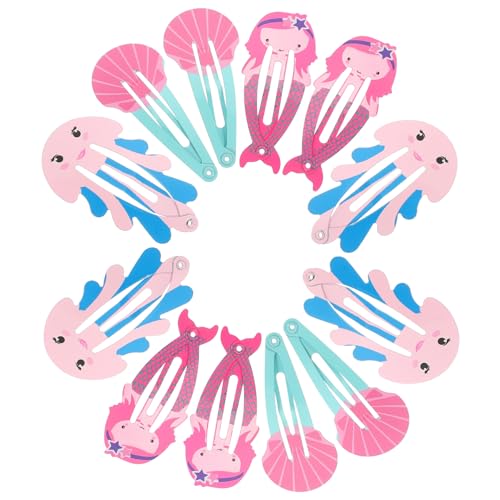 MUCKLILY 12stücke Haarclips Mit Meerjungfrauenmotiv Aus Metall Mit Druckknöpfen Schöne Haarspangen Für Mädchen Haarschmuck Für Verschiedene Frisuren von MUCKLILY