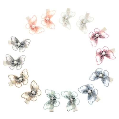 MUCKLILY 14 Stück Teiliges Schmetterlings haarspangen mit Perlen Stabile Krokodilklemmen Schonend Langlebig Vielseitig für Damen Mädchen für Flechtfrisuren und Alltagslook Zufällige Farbe von MUCKLILY
