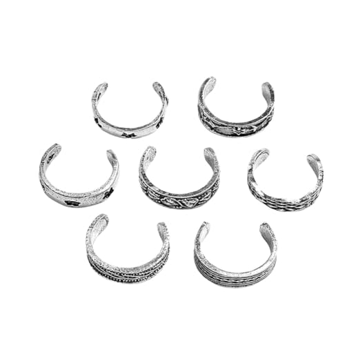 MUCKLILY 14 Stück Teiliges Zehenring aus Langlebigem Legierungsmetall Filigrane Gravur und Hohlornament Leichte Verstellbare Fußschmuck Ringe für Damen Modisch und für Alltag und Strand von MUCKLILY