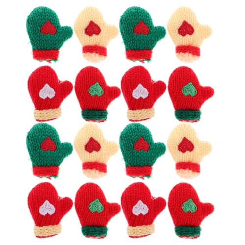 MUCKLILY 16 Stück Teiliges Mini Strickhandschuh Deko Bunte Handgestrickte Handschuhe Weiche Plüschmaterialien Wiederverwendbar für Diy Bastelprojekte Puppenhaus Weihnachtsbaum von MUCKLILY