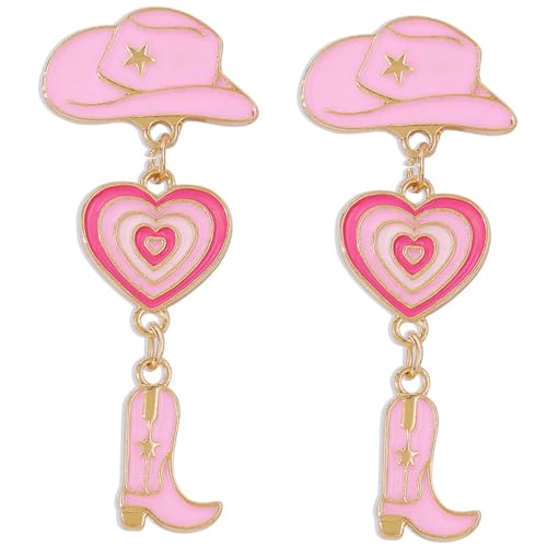 MUCKLILY 1Paar Cowgirl Ohrringe Dangle Design mit Cowboy Stiefel und Hut Lustige Mehrlagige Ohrhänger für Frauen für Leicht und für Alltag und Partys von MUCKLILY
