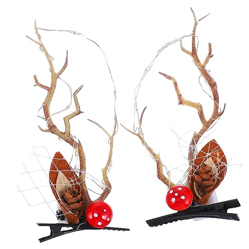 MUCKLILY 1Paar Glühende Rentierhörner Haarspangen für Weihnachten Horn Barrettes für Cosplay und Festlichkeiten Weihnachtsdeko für Erwachsene von MUCKLILY