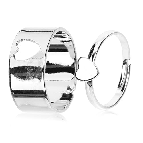 MUCKLILY 1Paar Herzringe Offener Verstellbarer Ring für Damen Herren Stilvolles Schmuckgeschenk für Hautfreundlichem Material Elegantes Design von MUCKLILY