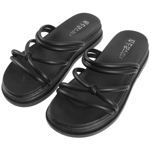 MUCKLILY 1Paar Mode Sandalen für Damen Flache Sommer Sandalen mit Sohle Bequeme Hausschuhe für Innen Außenbereich Stilvolle Farbenfrohe Zehentrenner von MUCKLILY