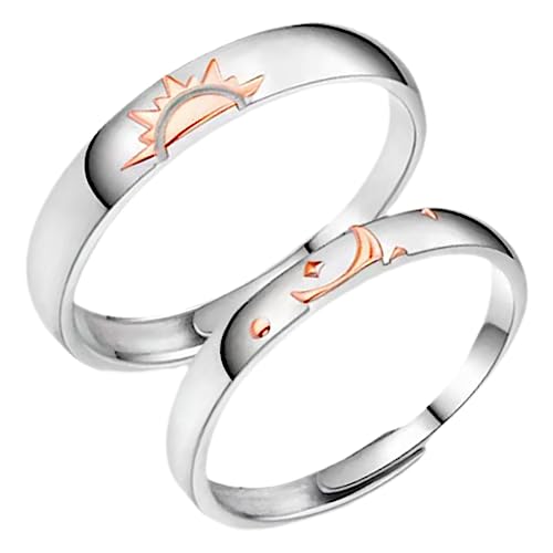 MUCKLILY 1Paar Mondring für Eheringe für Versprechen Ringe mit Symbolischem Design für Besondere Anlässe Valentinstag von MUCKLILY