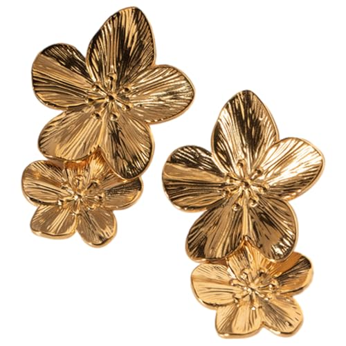 MUCKLILY 1Paar Ohrstecker für Damen Zierliche Robuste Ohrringe mit Einzigartigem Blumendesign Partys Besondere Anlässe Goldene Farben Modischer Ohrschmuck MUCKLILY 1Paar Ohrstecker für Damen Zierliche Robuste Ohrringe mit Einzigartigem Blumendesign Partys Besondere Anlässe Goldene Farben Modischer Ohrschmuck von MUCKLILY