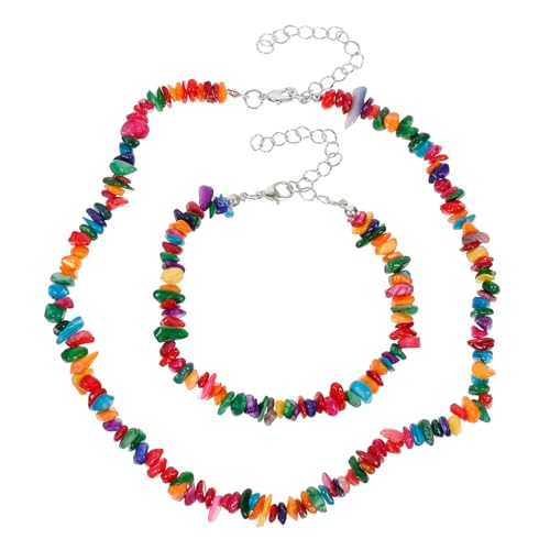 MUCKLILY Damen Schmuckset 2 Stück Boho Armband und Halskette Natürlichem Stein Strand Schmuck für Frauen Elegantes Accessoire für Sommer und Urlaub von MUCKLILY