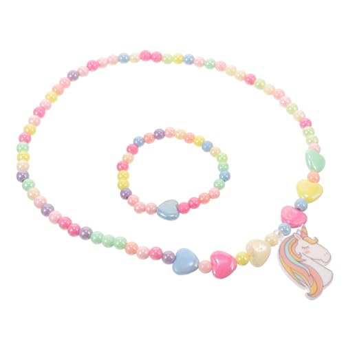 MUCKLILY Einhorn Schmuckset für Mädchen Perlen Halskette Armband Leicht und Sicher für Kinder Accessoires für Partys von MUCKLILY