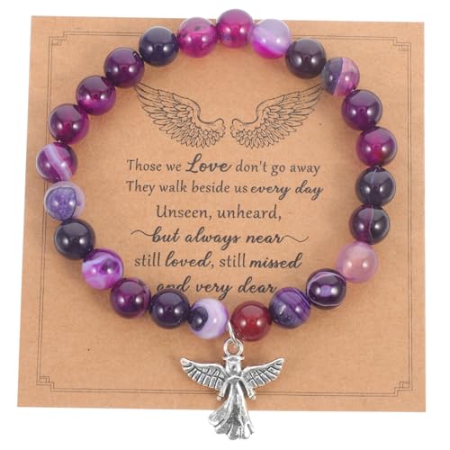 MUCKLILY 1Satz Steinperlenarmband mit Trauerkarte Verstorbene Elegantes Gedenkgeschenk für Hinterbliebene Passend für Verschiedene Outfits von MUCKLILY