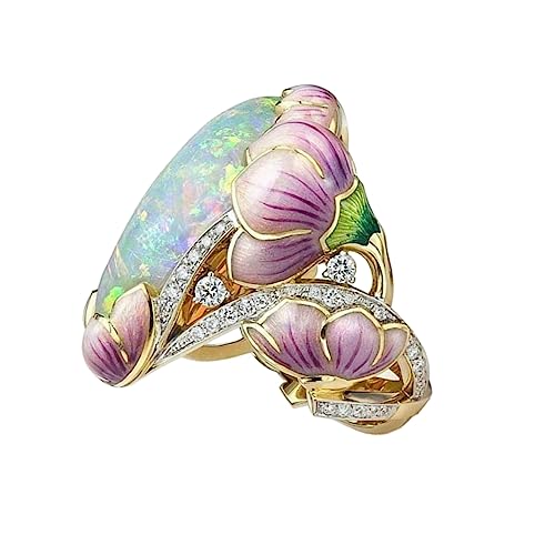 MUCKLILY Fingerring Mit Opalstein-gießring Modischer Damenring Floraler Ring Farbige Zeichenringe Schmuck Für Frauen von MUCKLILY