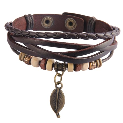 MUCKLILY 1Stück Retro Armband Handgewebtem Modisches Freizeit Armband mit Einzigartigem Blattanhänger für Männer Frauen Perfektes MUCKLILY 1Stück Retro Armband Handgewebtem Modisches Freizeit Armband mit Einzigartigem Blattanhänger für Männer Frauen Perfektes von MUCKLILY