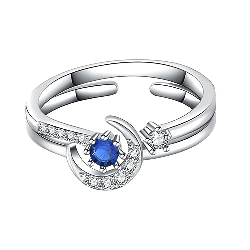 MUCKLILY Zwei in Eins Ring Stern Mond Ring Modischer Fingerring für Damen Kreatives Offenes Design von MUCKLILY