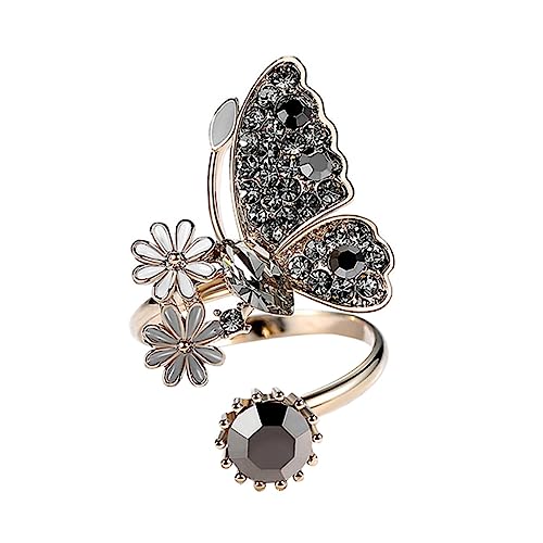 MUCKLILY Modischer Damenring Offener Ring Verstellbar in Kaffee Gold Eleganter Fingerring für Modebewusste von MUCKLILY