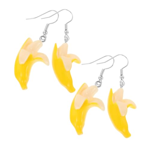 MUCKLILY 2 Paare Gelbe Banana Ohrringe Damen Dangle Ear Drop Earrings Kreativer Frucht Schmuck Vielseitig Für Party Alltag Kostüm Zubehör von MUCKLILY