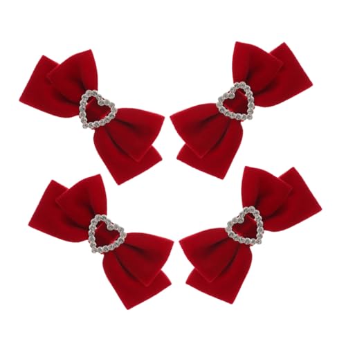 MUCKLILY 2 Paare Haarspangen mit Großem Rotem Samt Schleifen design Niedliche Haarschleifen Clips für Mädchen Wiederverwendbare Haarklammern für Party Hochzeit und Alltag von MUCKLILY