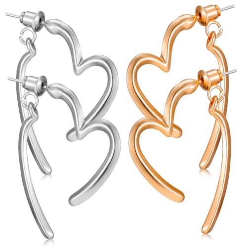 MUCKLILY 2 Paare Herz Ohrringe Damen Mehrlagige Alloy Ohrstecker in Weiß und Gold Romantisch Klassisch Langlebig Vielseitig Kombinierbar Geschenk für Frauen und Mädchen MUCKLILY 2 Paare Herz Ohrringe Damen Mehrlagige Alloy Ohrstecker in Weiß und Gold Romantisch Klassisch Langlebig Vielseitig Kombinierbar Geschenk für Frauen und Mädchen von MUCKLILY