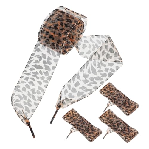 MUCKLILY 2 Paare Leopardenmuster Schnürsenkel für Damen Flache Strapazierfähige Sportschnürsenkel aus Polyester Modische Schuhbänder für Sneaker und Freizeitschuhe von MUCKLILY